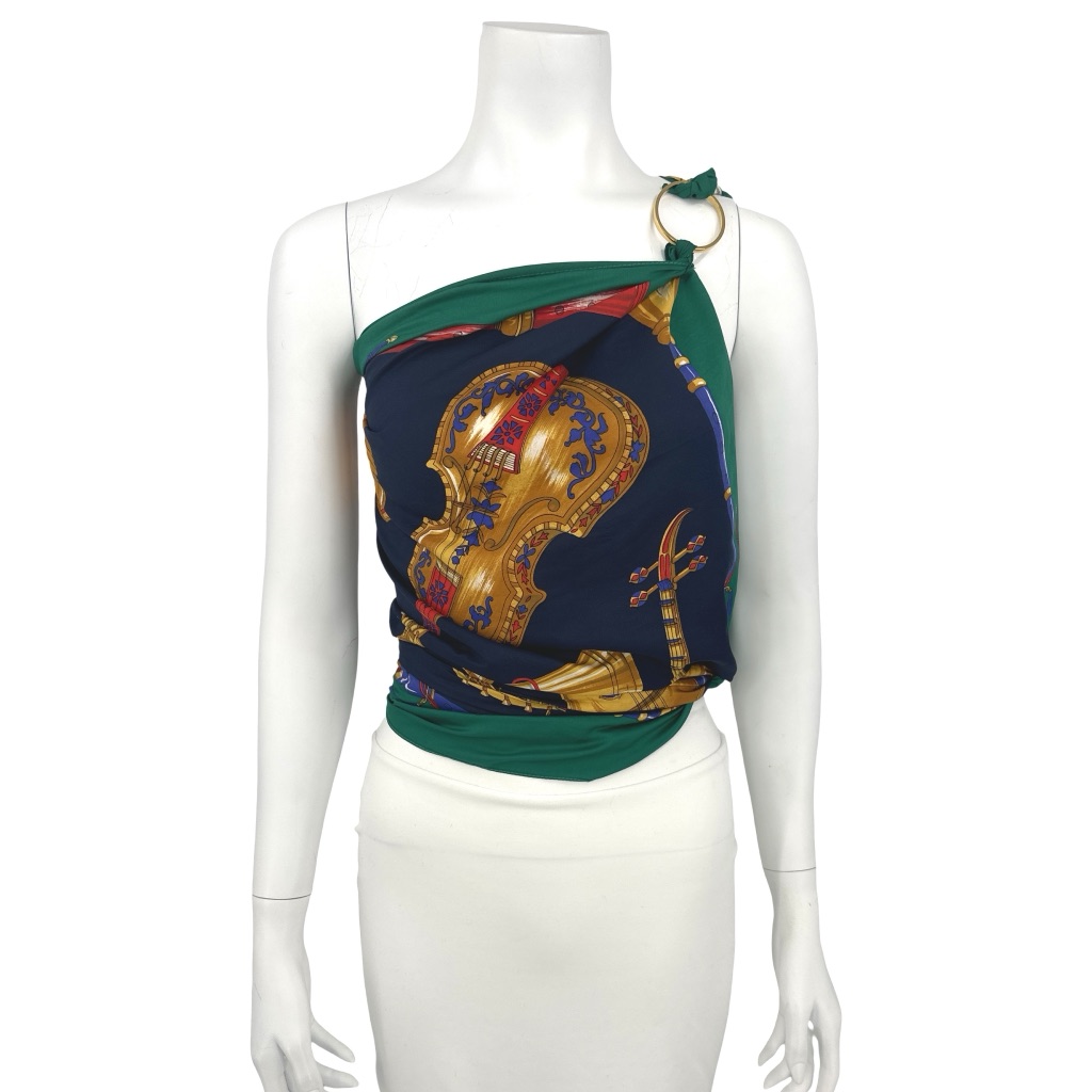 Made In Italy Musical Instrument Graphic Theme, Vintage Print Scarf, Multicolor